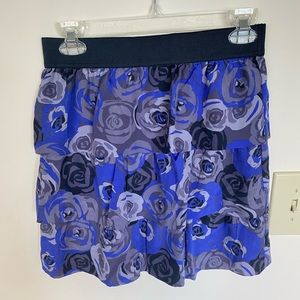 BANANA REPUBLIC Lined Tiered Blue Floral Mini Skirt Cornflower Size 0 NWT